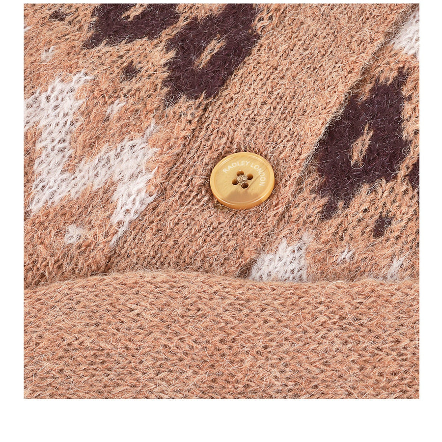 BRUS HED FAIR ISLE YOKE CARDIGA CAMEL