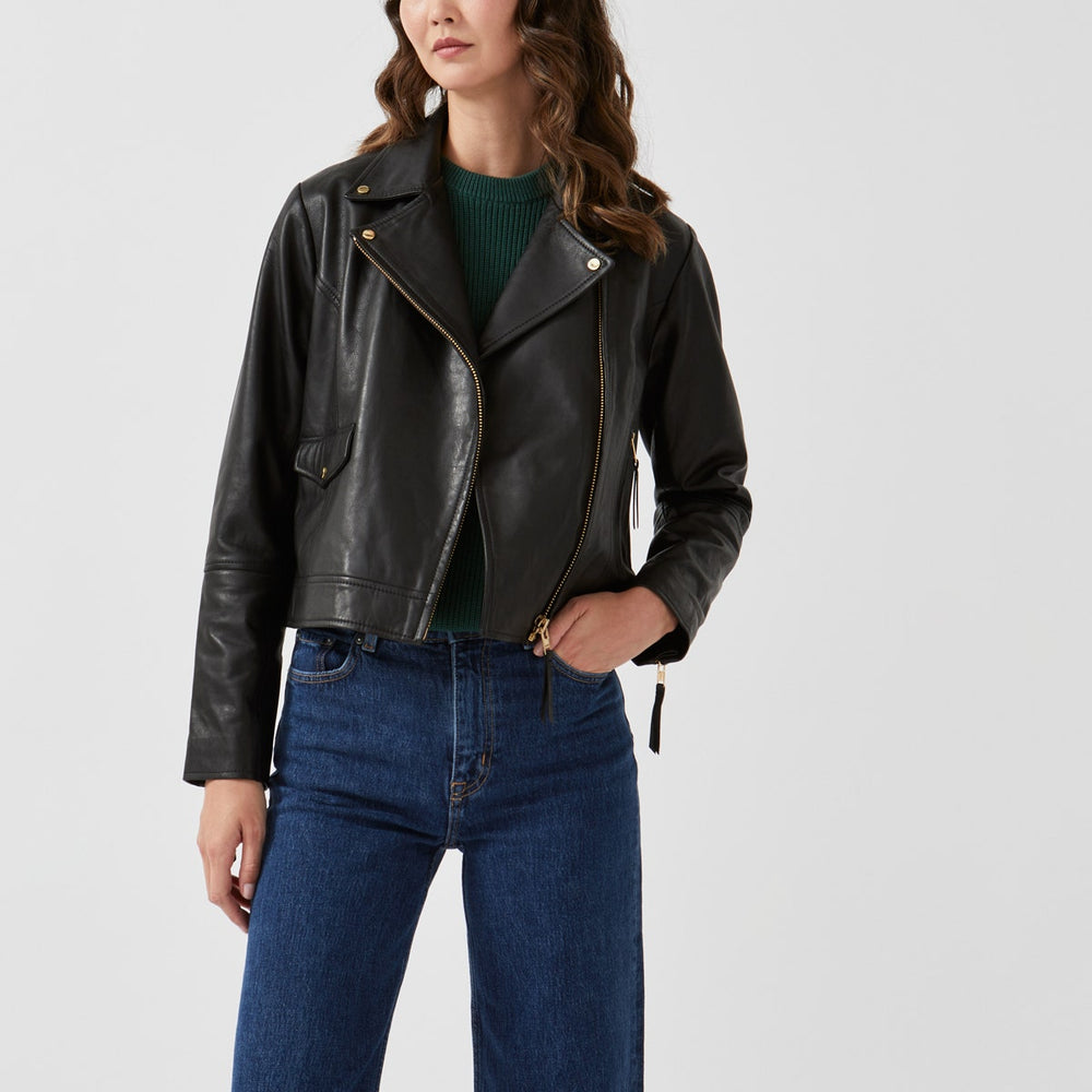 DUKES PLACE LEATHER BIKER BLACK