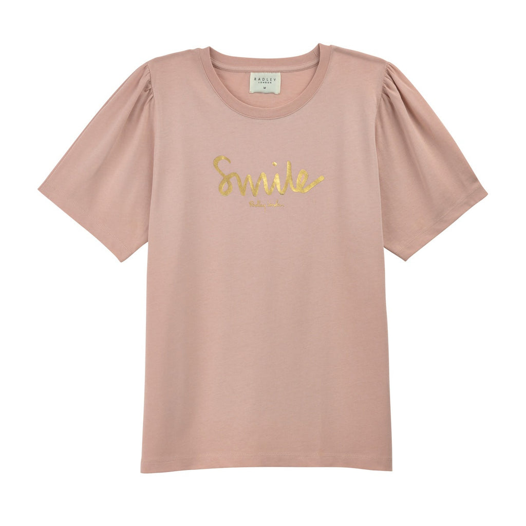 SMILE PLEAT SLEEVE T-SHIRT PINK