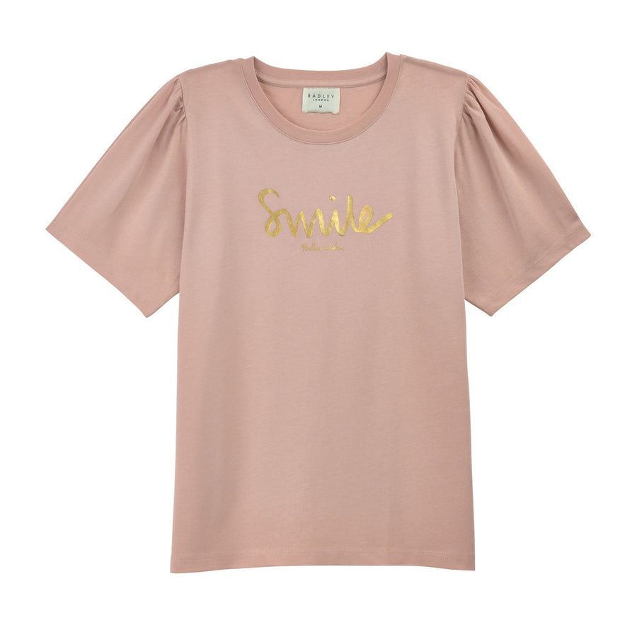 SMILE PLEAT SLEEVE T-SHIRT PINK