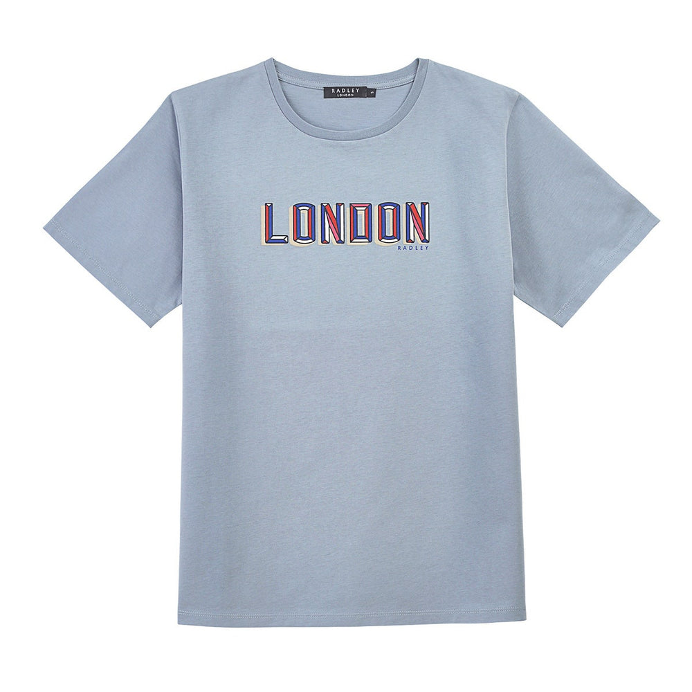 RADLEY LONDON PRINTED CREW NECK T-SHIRT PALE BLUE