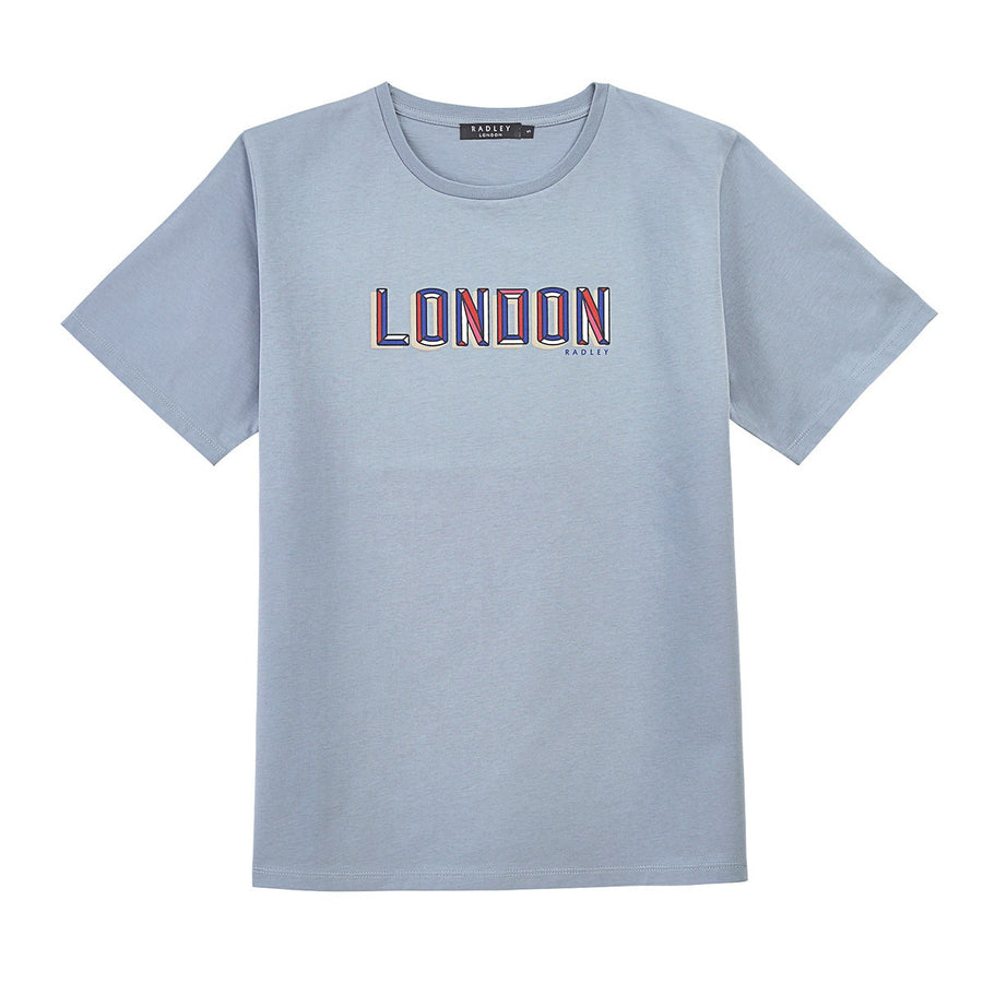 RADLEY LONDON PRINTED CREW NECK T-SHIRT PALE BLUE