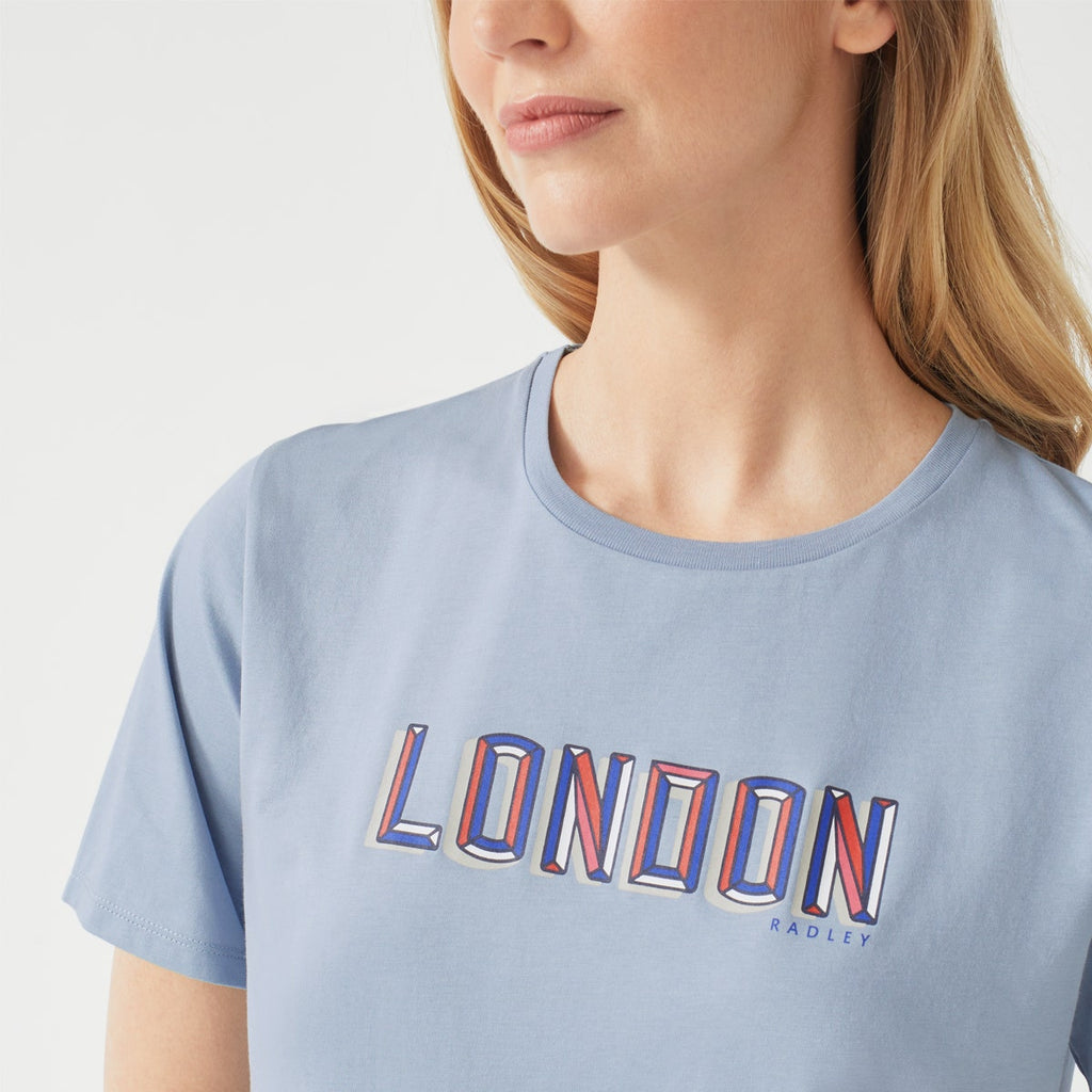 RADLEY LONDON PRINTED CREW NECK T-SHIRT PALE BLUE