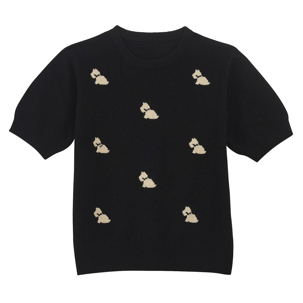 IT'S PARTY TIME LUREX DOG SHORT SLEEVE JUMPER BLACK