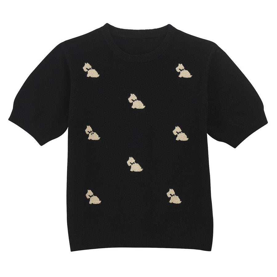 IT'S PARTY TIME LUREX DOG SHORT SLEEVE JUMPER BLACK