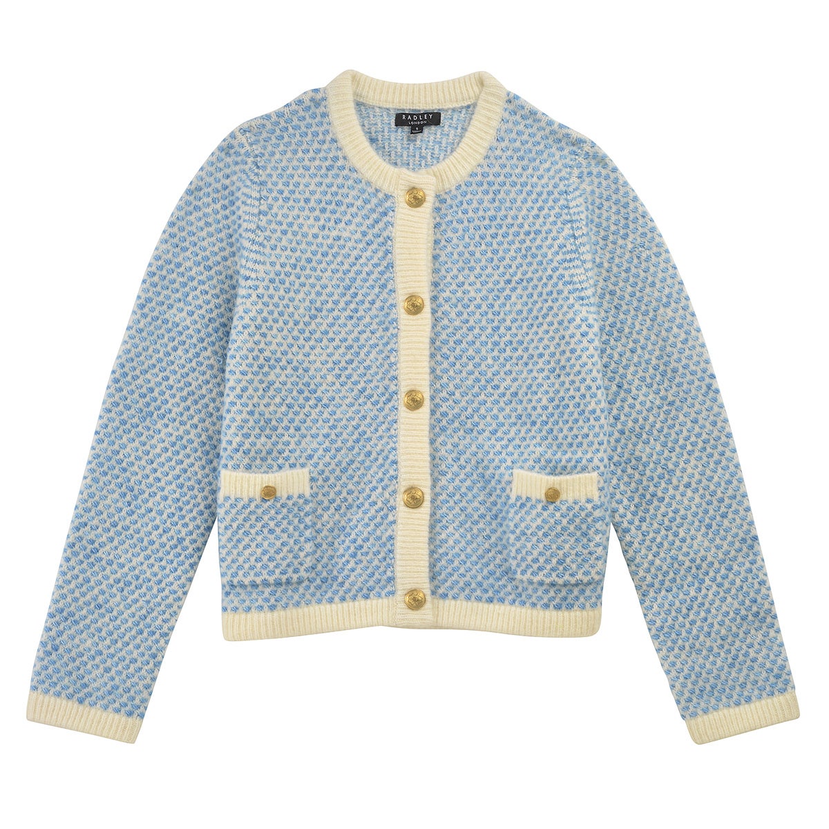 SLOANE STREET VINTAGE STITCH KNITTED JACKET BLUE
