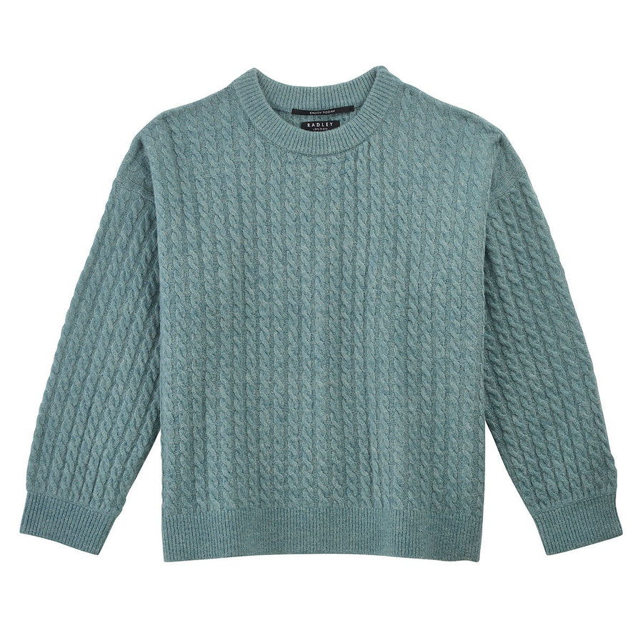 DUKES PLACE FLUFFY CABLE JUMPER ICE BLUE