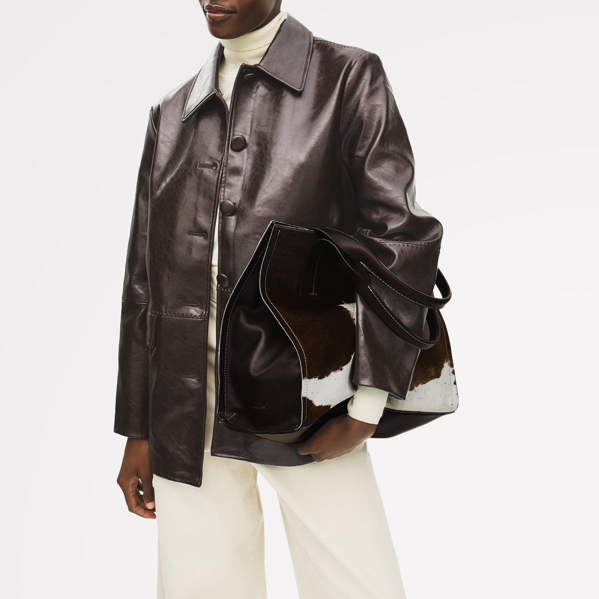 The Strand - Cow Hide Large Open Top Shoulder Dark Oak - 113075