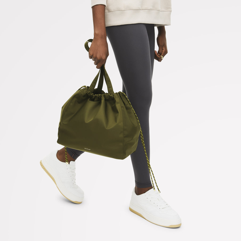 Eden Row Fabric Large Open Top Tote Bag in Khaki - 112322