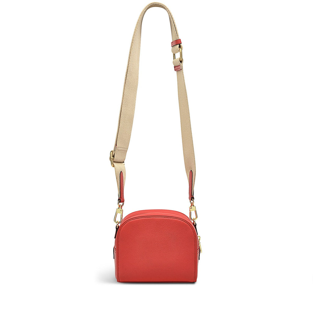 Arden Crescent Leather Small Zip Around Crossbody Bag in Lava - H1305625
