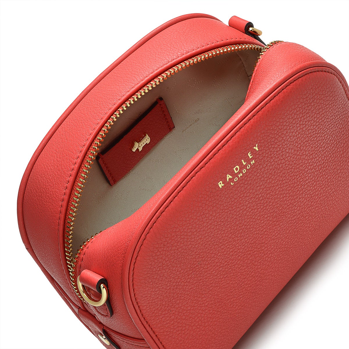 Arden Crescent Leather Small Zip Around Crossbody Bag in Lava - H1305625