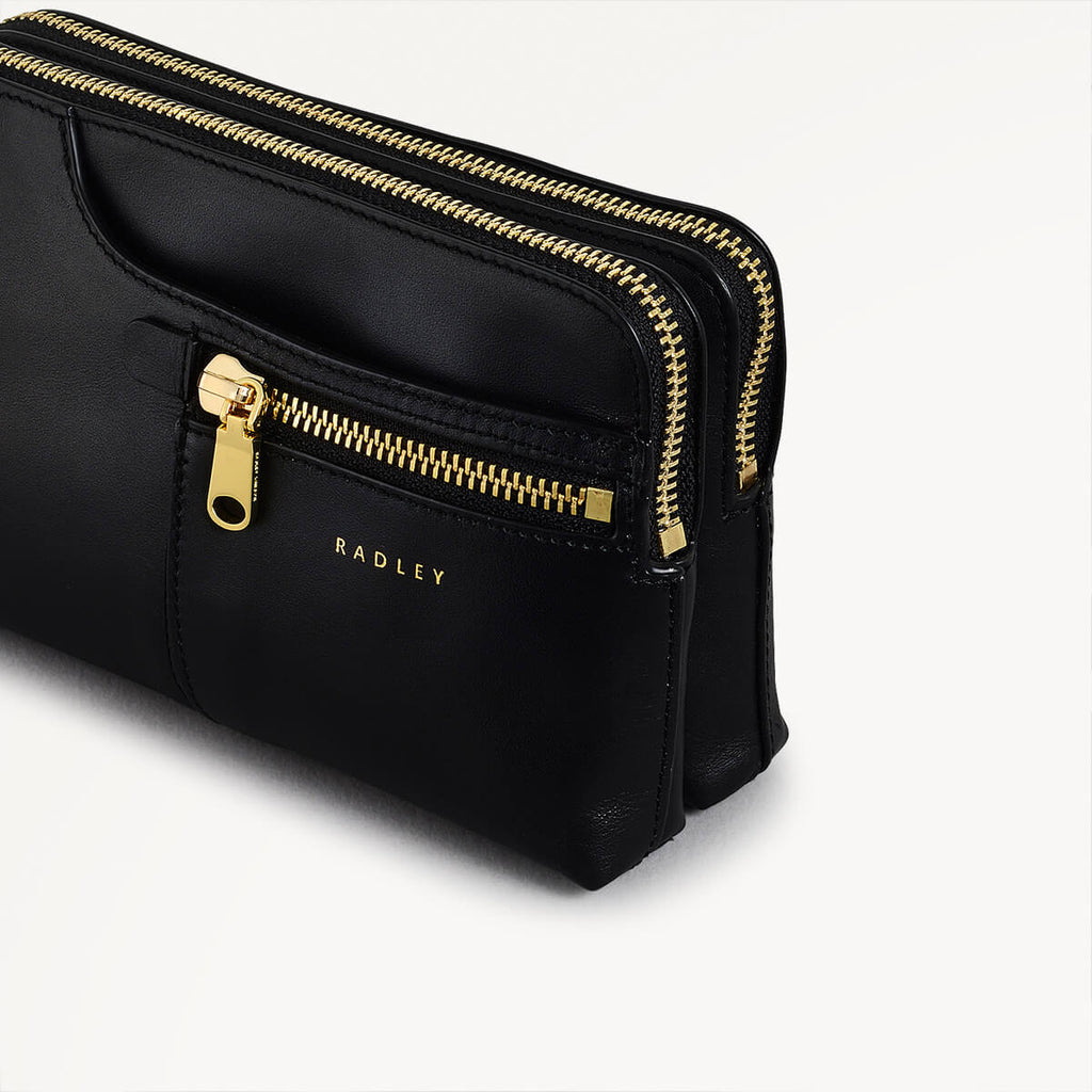 Pockets Leather Small Ziptop Crossbody Bag in Black - H1690001