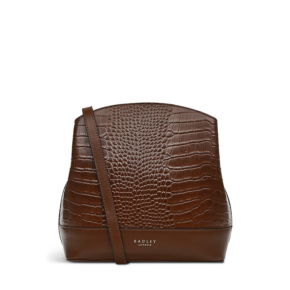 Arrow Road Leather Medium Ziptop Crossbody Bag in Tortoise - H1699205