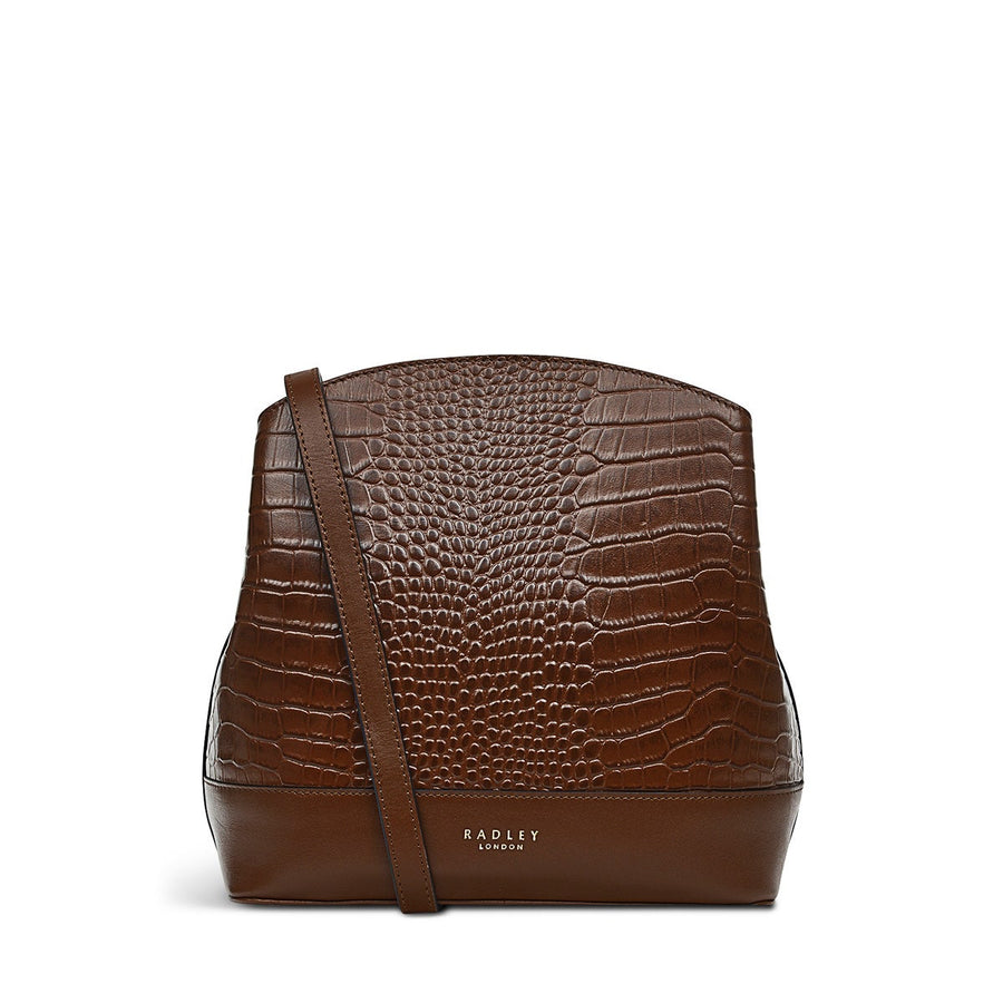 Arrow Road Leather Medium Ziptop Crossbody Bag in Tortoise - H1699205