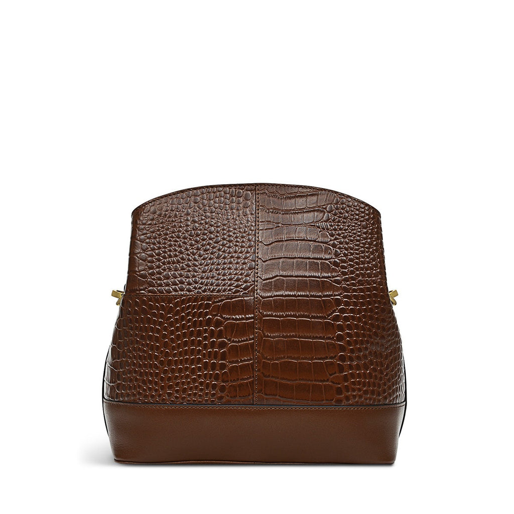 Arrow Road Leather Medium Ziptop Crossbody Bag in Tortoise - H1699205