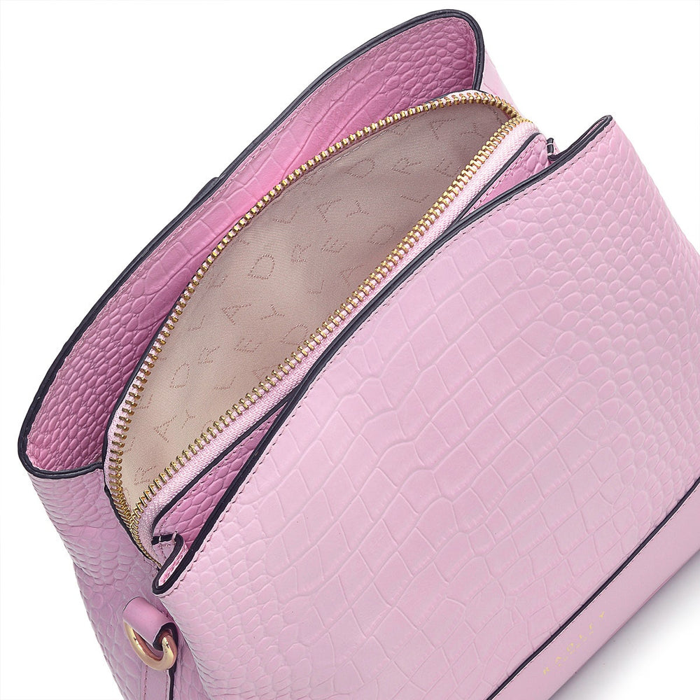 Arrow Road Leather Medium Ziptop Crossbody Bag in Primrose - H1701731