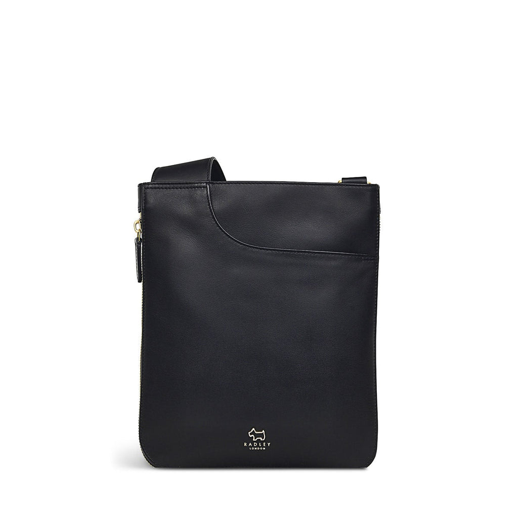 Pockets Leather Medium Zip Around Crossbody Bag in Black - H1859001