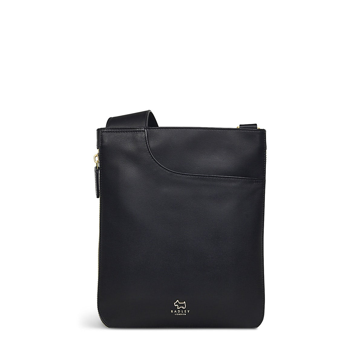 Pockets Leather Medium Zip Around Crossbody Bag in Black - H1859001