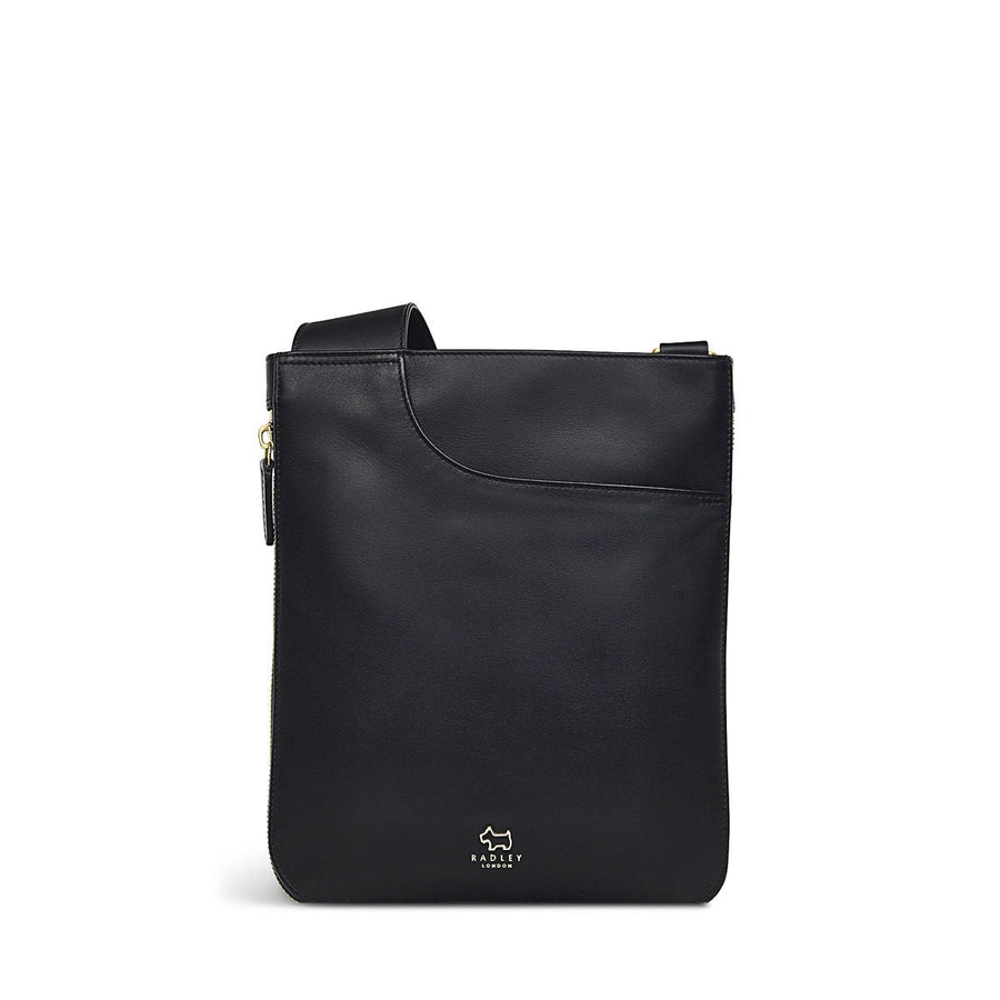 Pockets Leather Medium Zip Around Crossbody Bag in Black - H1859001