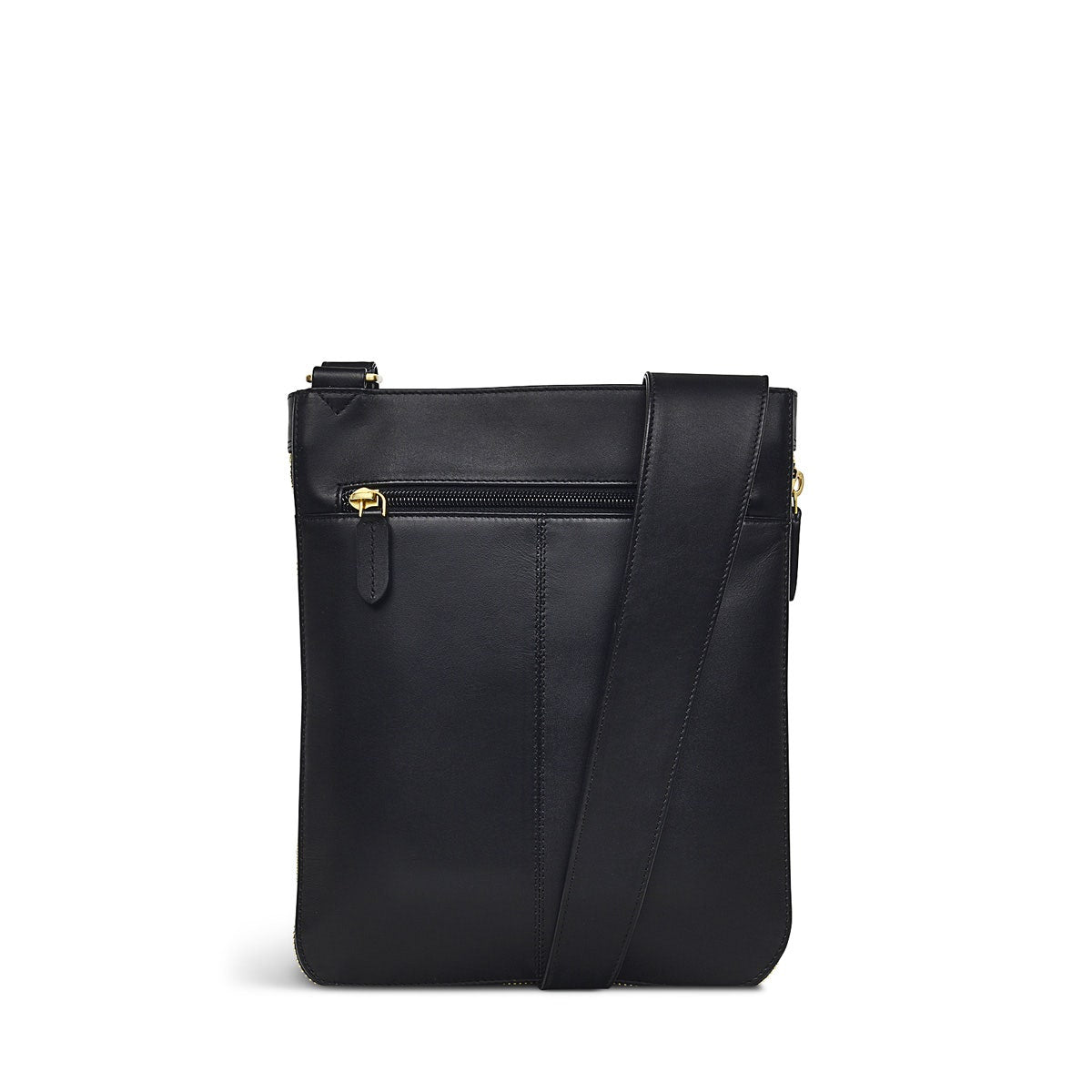 Pockets Leather Medium Zip Around Crossbody Bag in Black - H1859001