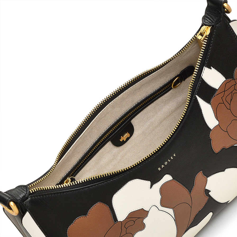 Sloane Street Leather Medium Ziptop Shoulder Bag in Black - H1993109