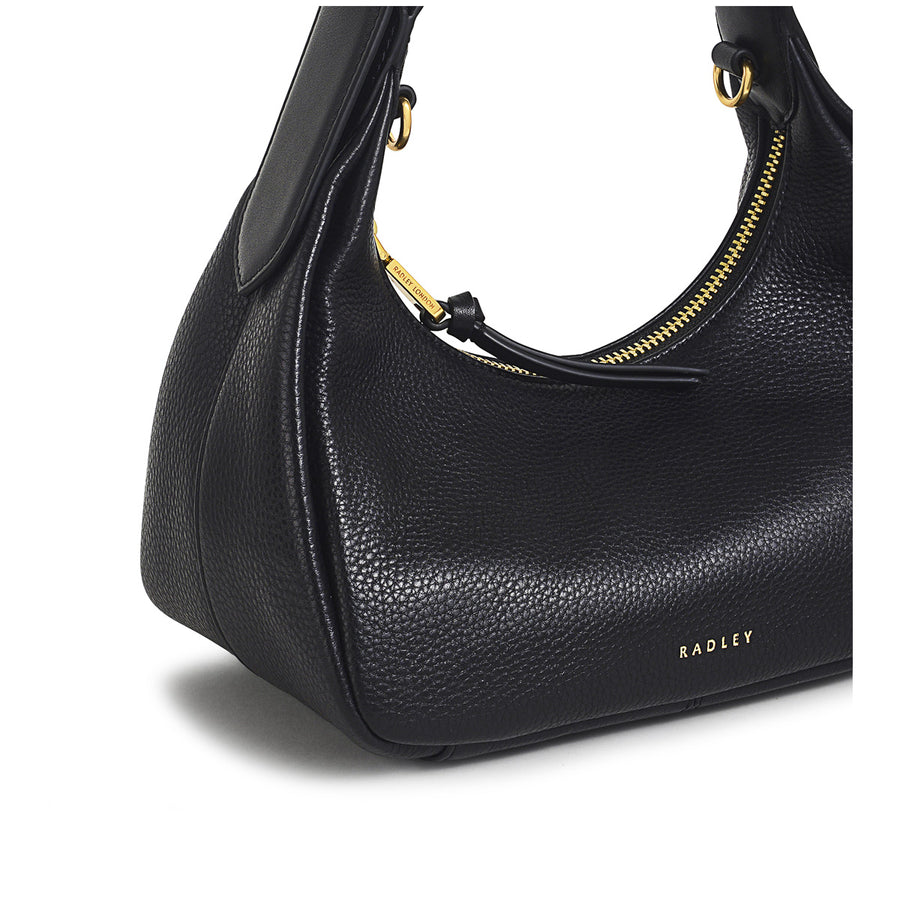 Earl Street Leather Small Ziptop Grab Bag in Black - H1996001