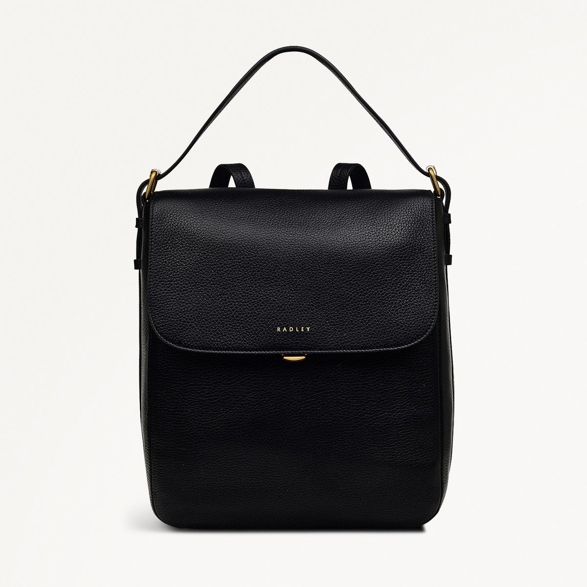 Grafton Street Leather Medium Flapover Backpack in Black - H2001001