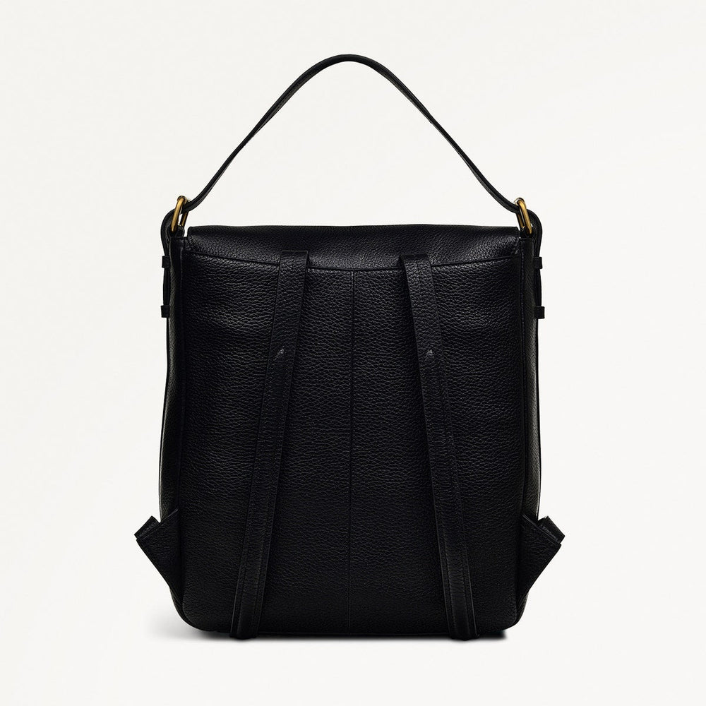 Grafton Street Medium Flapover Backpack Black - H2001001