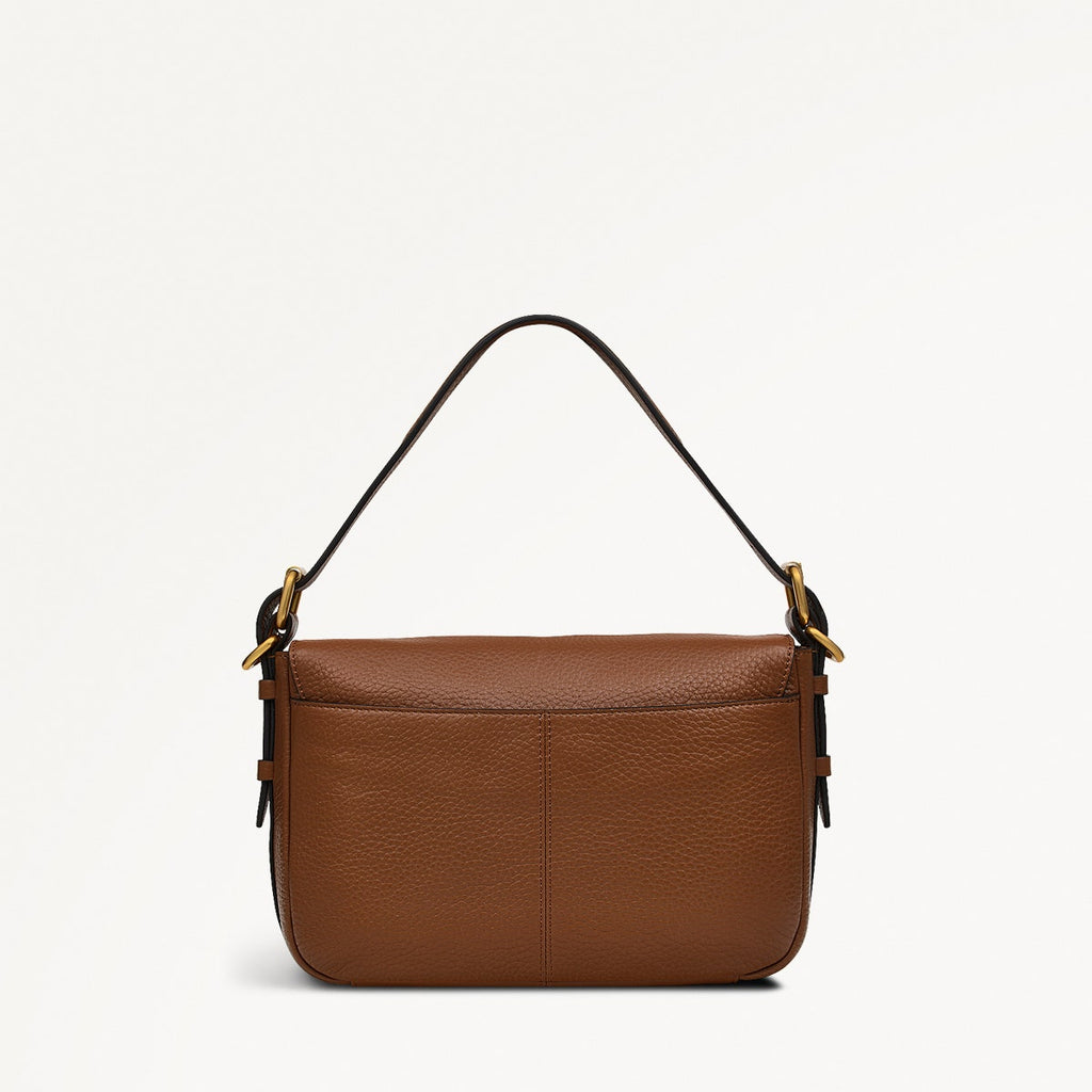 Grafton Street Leather Small Flapover Crossbody Bag in Saddle - H2002211