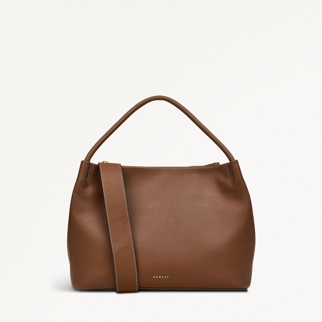 Ivydale Road Leather Medium Ziptop Grab Bag in Saddle - H2006211