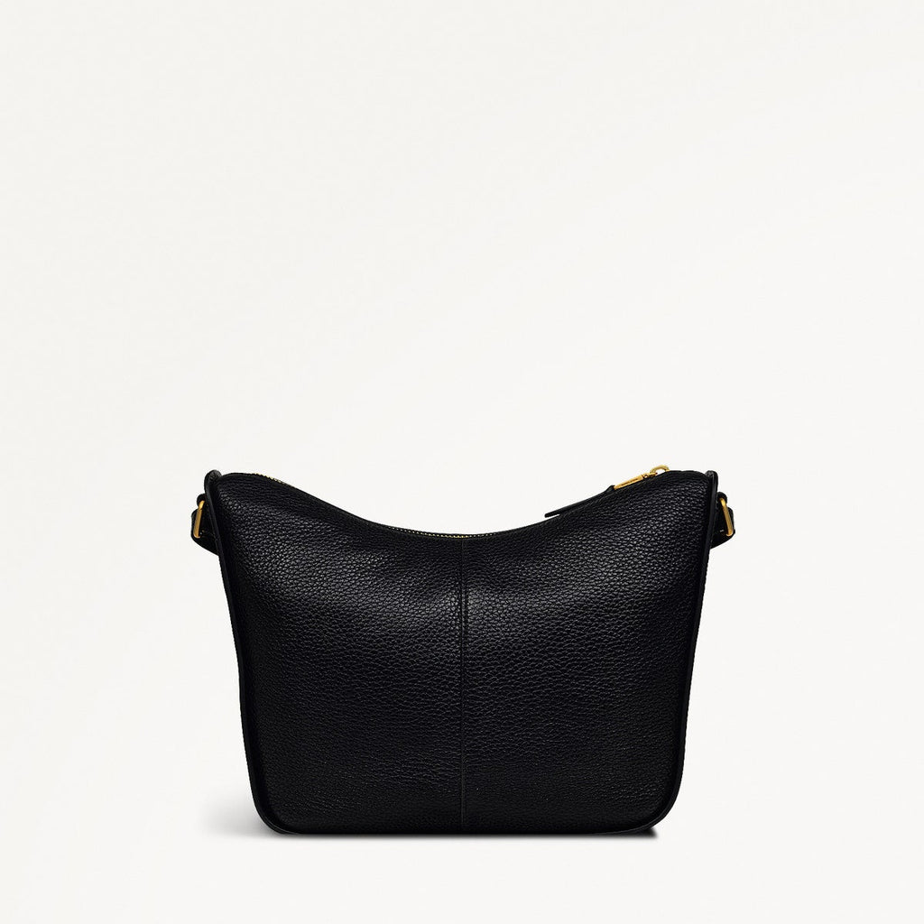 Oak Street Leather Medium Ziptop Crossbody Bag in Black - H2015001