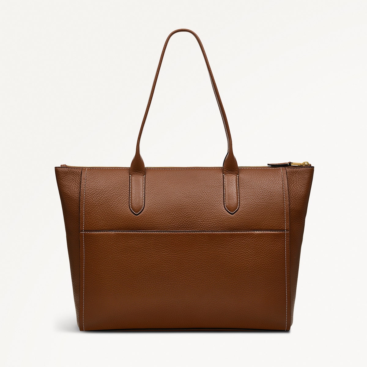 Oak Street Leather Medium Ziptop Tote Bag in Saddle - H2022211