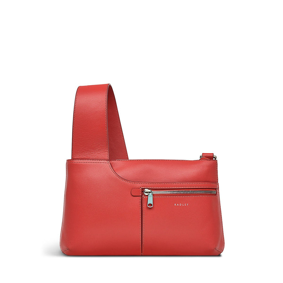 Pockets Leather Small Ziptop Crossbody Bag in Lava - H2043625