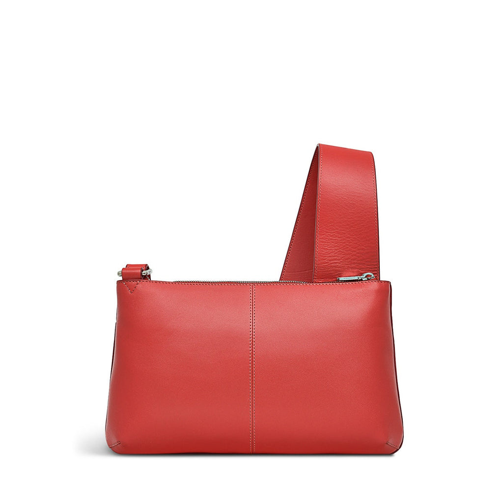 Pockets Leather Small Ziptop Crossbody Bag in Lava - H2043625