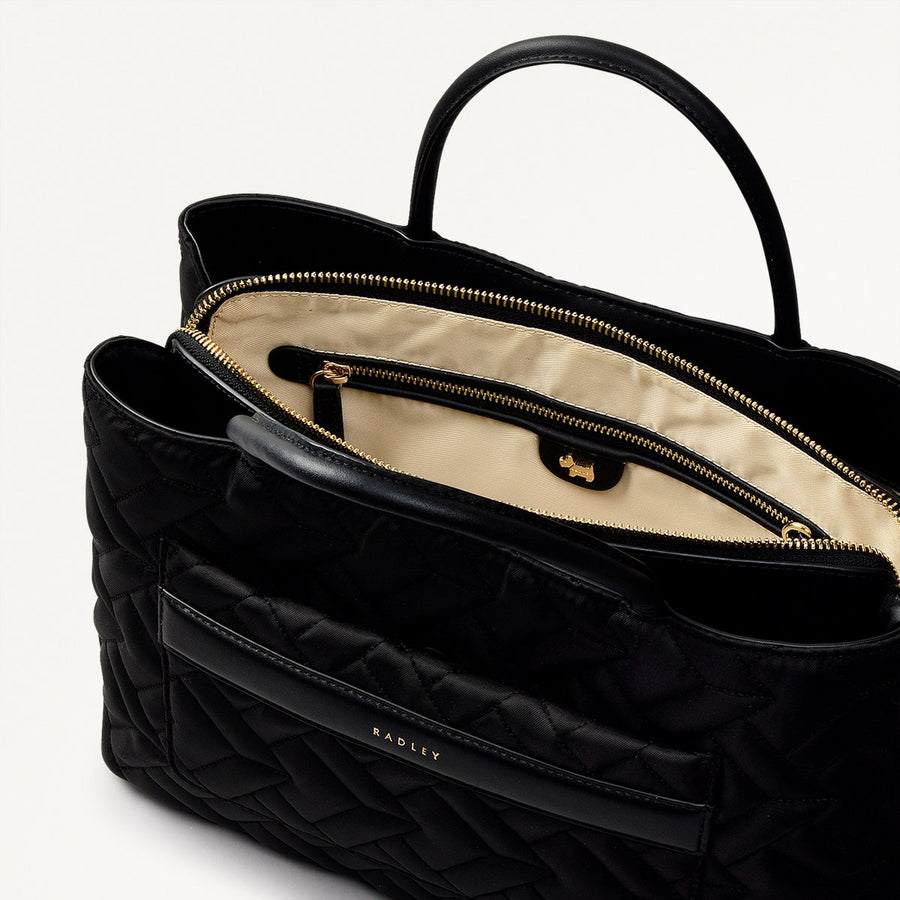 Holland Park Fabric Medium Ziptop Grab Bag in Black - H2062001