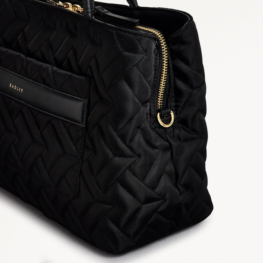 Holland Park Fabric Medium Ziptop Grab Bag in Black - H2062001