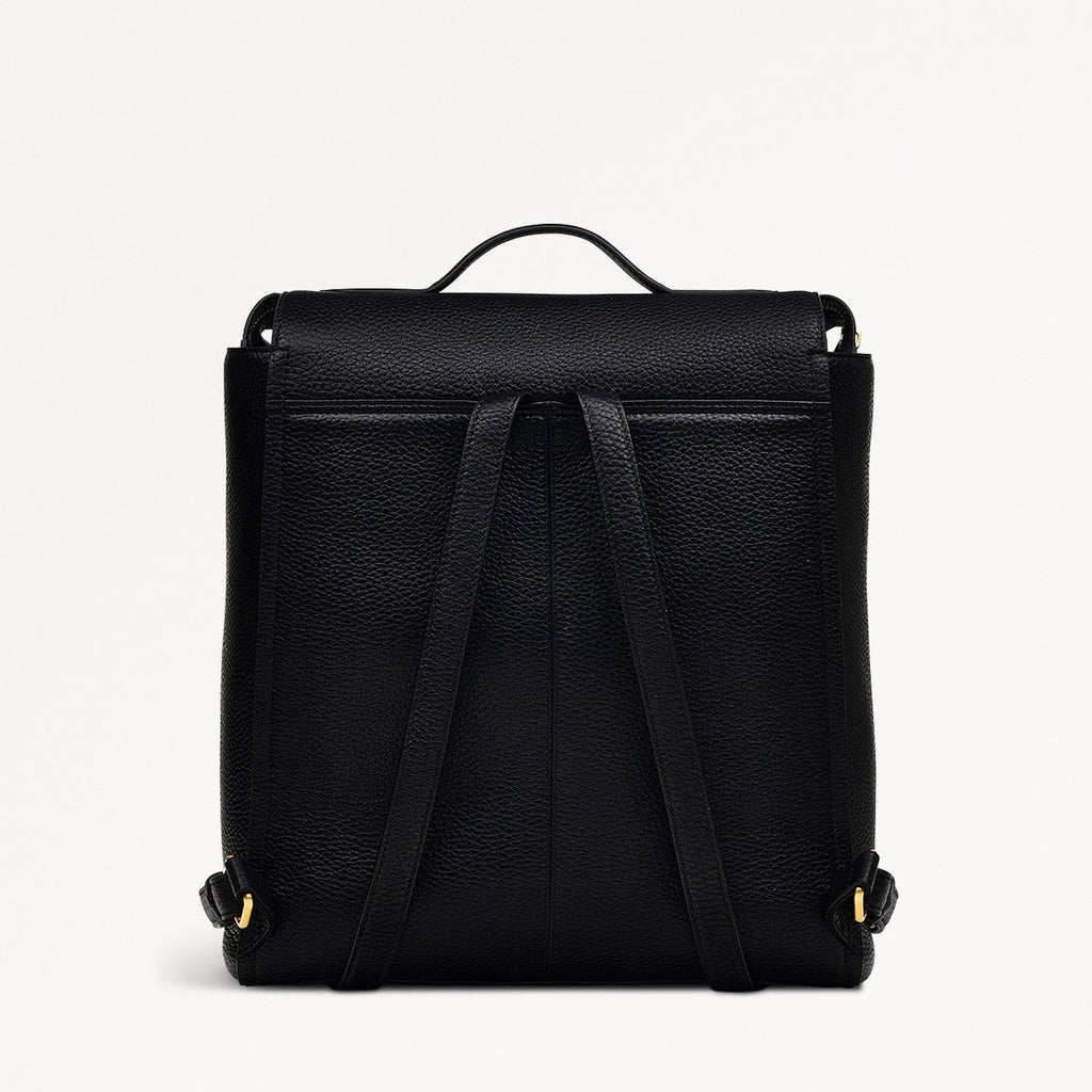 Oak Street Leather Medium Ziptop Backpack in Black - H2066001