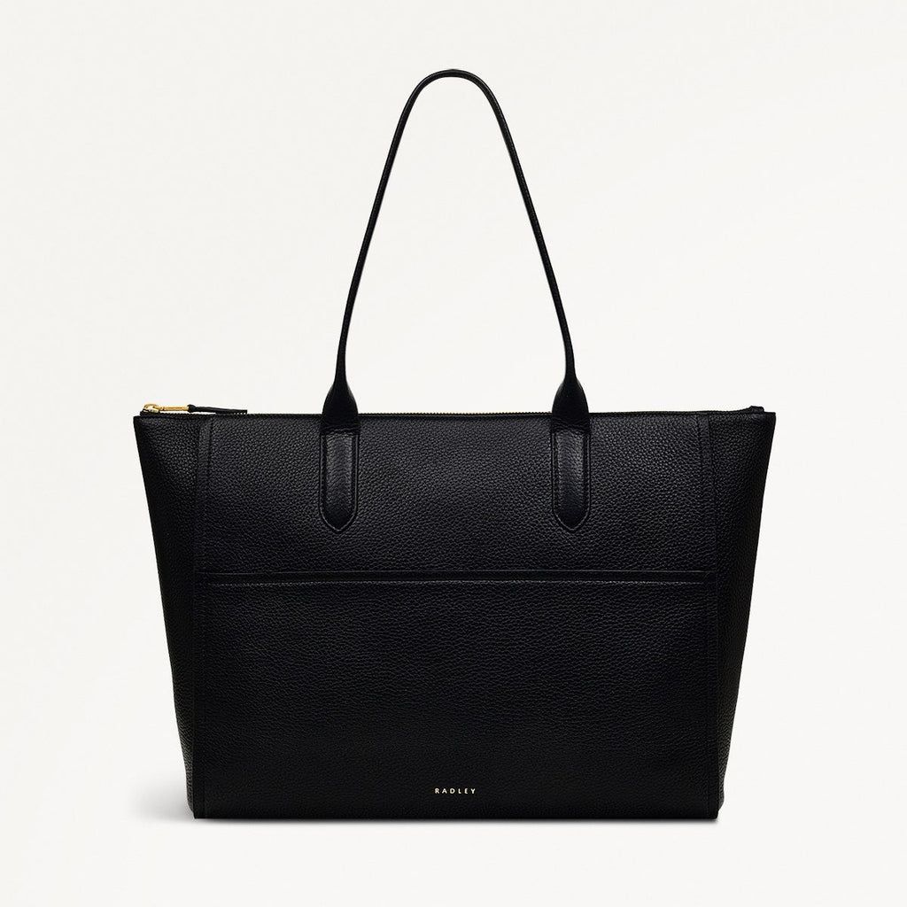 Oak Street Leather Medium Ziptop Tote Bag in Black - H2068001
