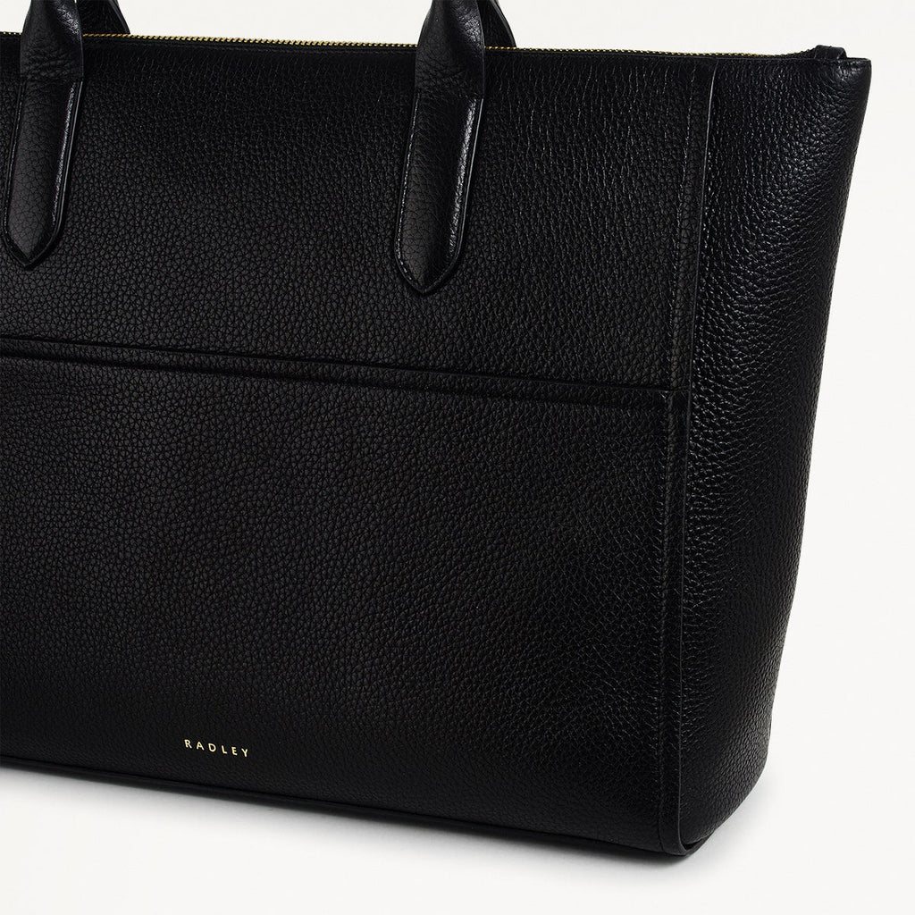 Oak Street Leather Medium Ziptop Tote Bag in Black - H2068001