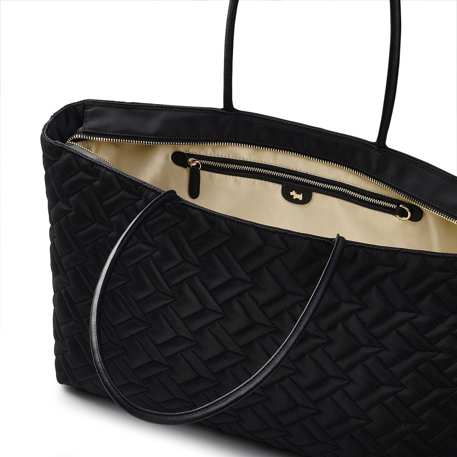 Holland Park Fabric Large Ziptop Tote Bag in Black - H2070001