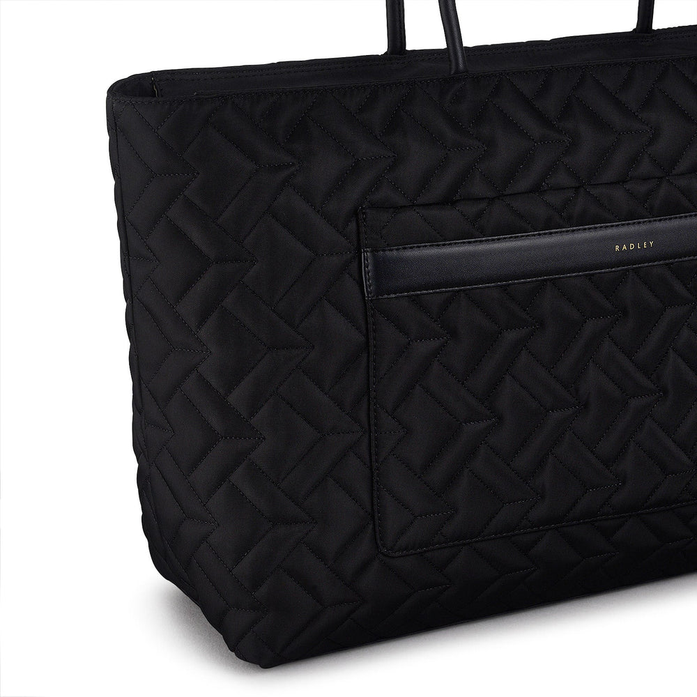 Holland Park Fabric Large Ziptop Tote Bag in Black - H2070001