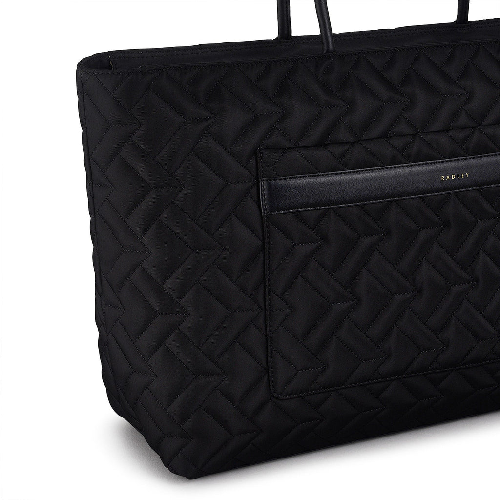 Holland Park Fabric Large Ziptop Tote Bag in Black - H2070001