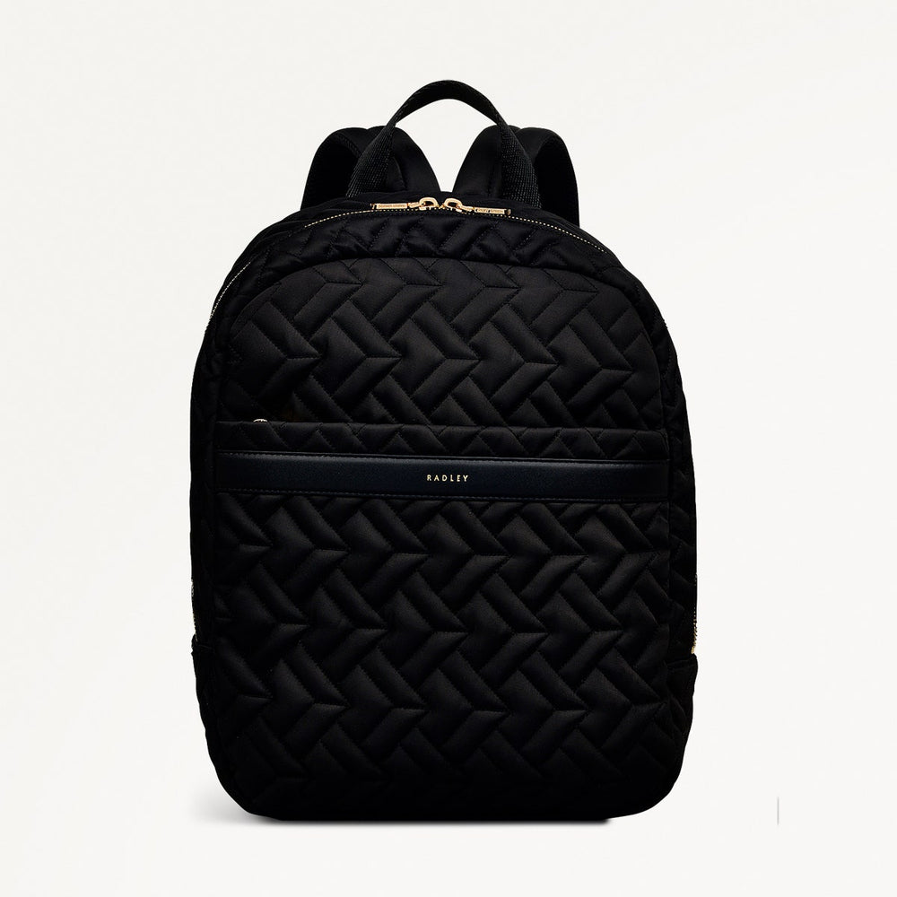 Holland Park Fabric Medium Ziptop Backpack in Black - H2074001