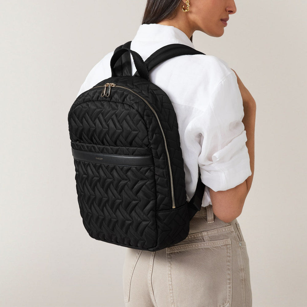 Holland Park Fabric Medium Ziptop Backpack in Black - H2074001