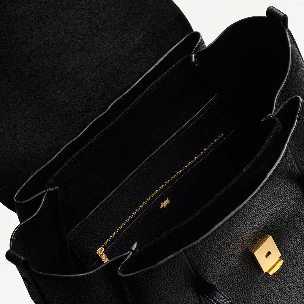 The Chancery Leather Medium Flapover Backpack in Black - H2089001