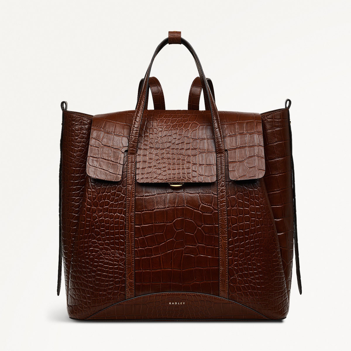 The Chancery Leather Medium Flapover Backpack in Walnut - H2095208