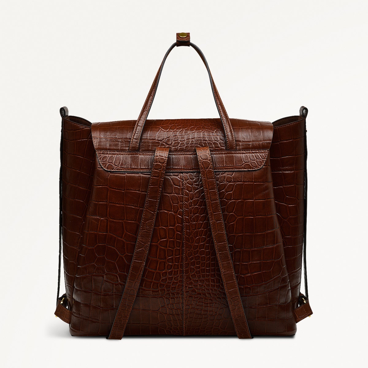 The Chancery Leather Medium Flapover Backpack in Walnut - H2095208