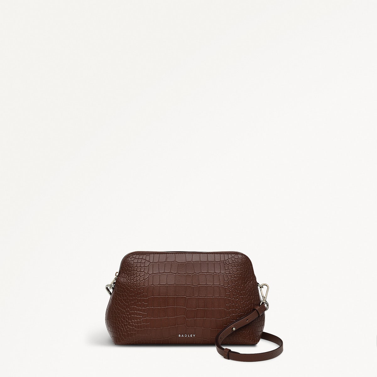 Liverpool Street Leather Medium Ziptop Crossbody Bag in Walnut - H2104208