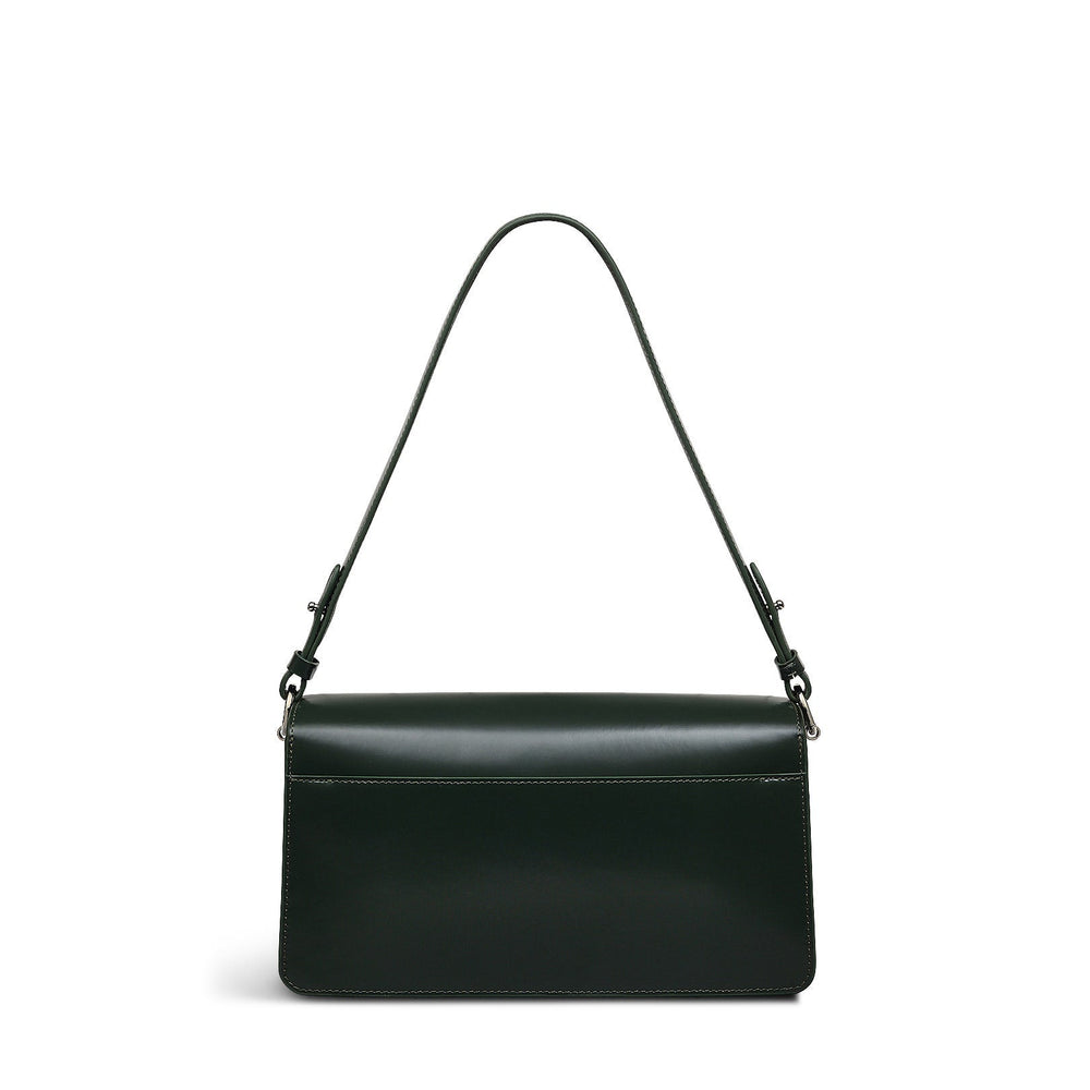 Leather Lane Leather Medium Flapover Shoulder Bag in Racing Green - H2132302