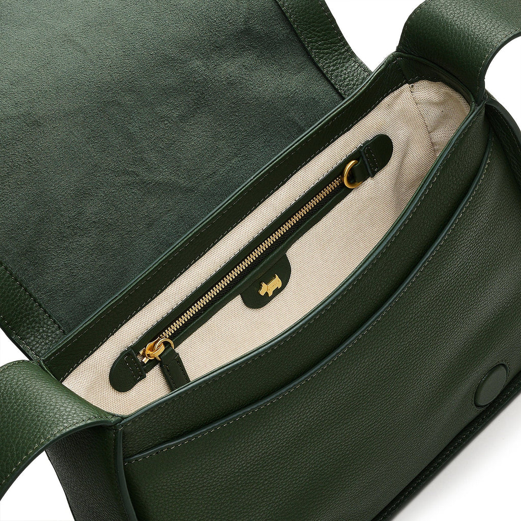 Westwell Lane Leather Medium Flapover Crossbody Bag in Racing Green - H2136302